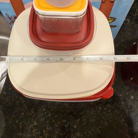 Tupperware Cream Gold with Red Container 9 pc Storage Set - Picture 11 of 16